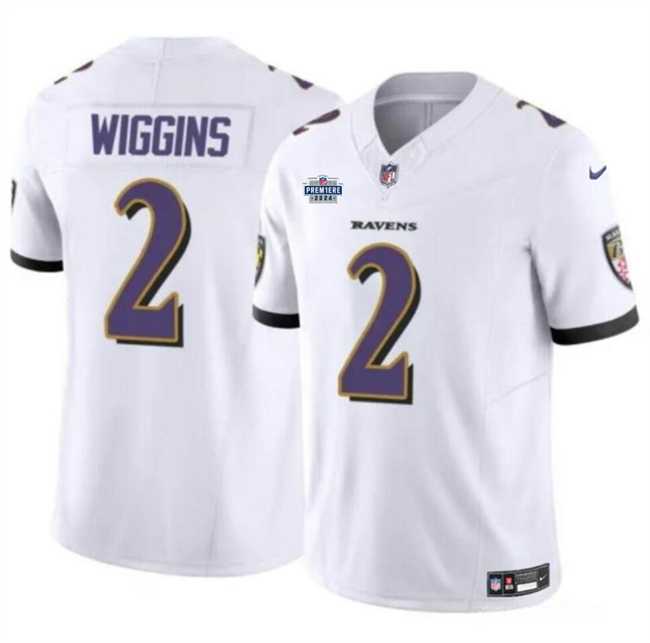 Men & Women & Youth Baltimore Ravens #2 Nate Wiggins White 2024 With Dradt Patch F.U.S.E Vapor Limited Jersey->atlanta falcons->NFL Jersey